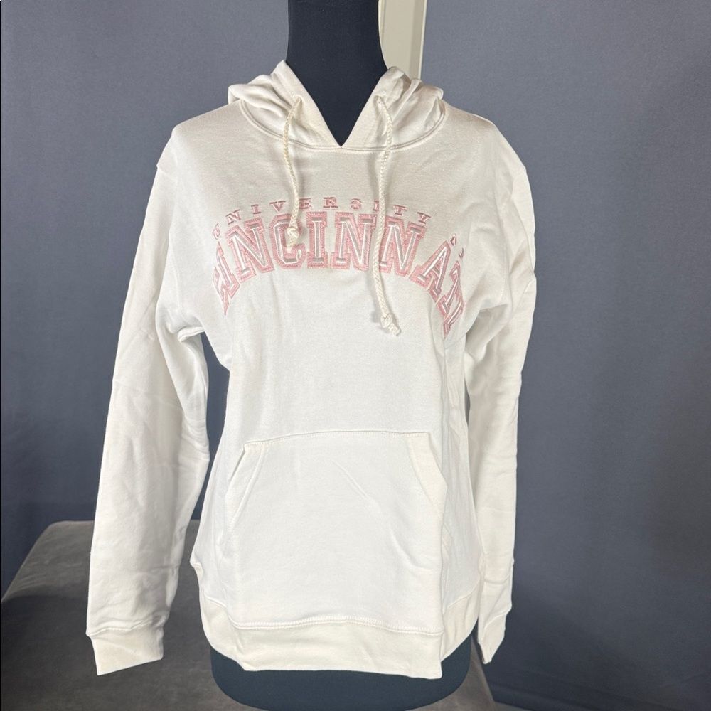 Women’s White Embroidered ‘University Cincinnati ’ Hoodie Size L NEW